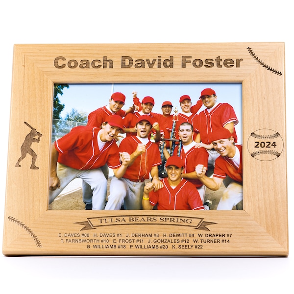 Personalized Baseball Team Picture Frame, Coach Gift, Youth Sports Team Gift, Baseball Coach, World's Greatest Coach, Little League