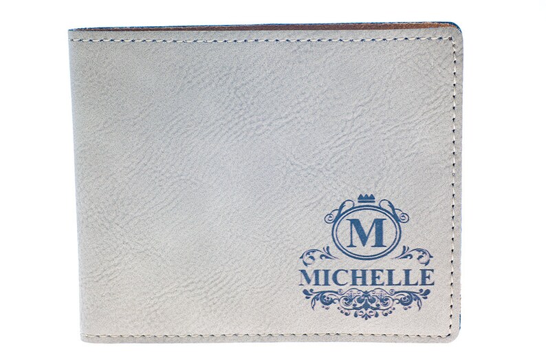 Personalized Beige Bifold Wallet, Custom Engraved Leather Wallet, Stocking Stuffer, Gift for Moms, Anniversary, Soft Leatherette, Great Gift image 3