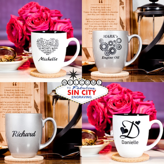 Personalized 16oz Coffee Mug, Laser Engraved Ceramic Bistro Drink Cup,  Gifts for Coffee & Tea Lover, Colleagues, Boss, Mom, Dad, Best Friend - Etsy