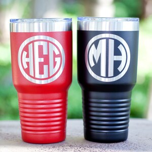 Personalized Insulated Travel Mug, Customized Cup, Initial Stainless Steel Engraved Tumbler, Monogram, Birthday, 30oz
