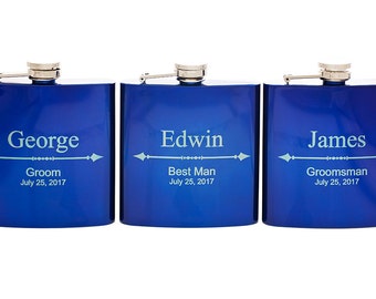 Personalized Groomsman Flask, Custom Laser Engraved Hip Flask, Wedding Gift for Best Man, Bachelor Party, Birthday, Groomsmen, Party Favor