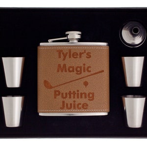 Personalized Golf Gift Set, Customized Flask for Birthday, Fathers Day, Golf Tournament, Swing Juice, Putting Juice, Birdie Flask, Golfing