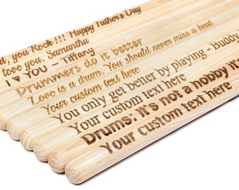 2 Vic Firth™ American Classic 5A Professional Drum Sticks –PERSONALIZED, Laser Engraved, customized gift for Drummer, Gift for Him, wood tip