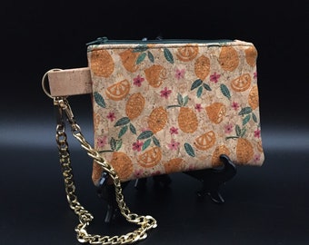 EFR - 0005 Pineapples design cork pouch with detachable wrist chain