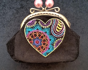 CP545. Mehndi heart coin purse.