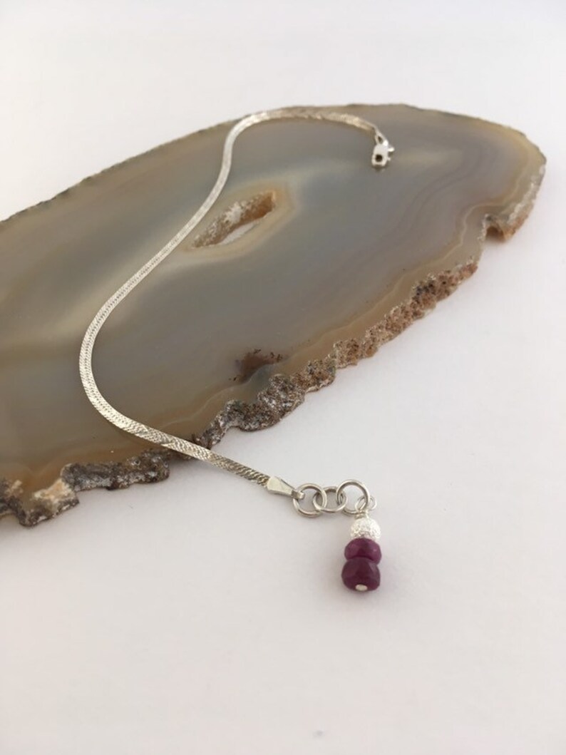 791 Herringbone chain bracelet with ruby S
