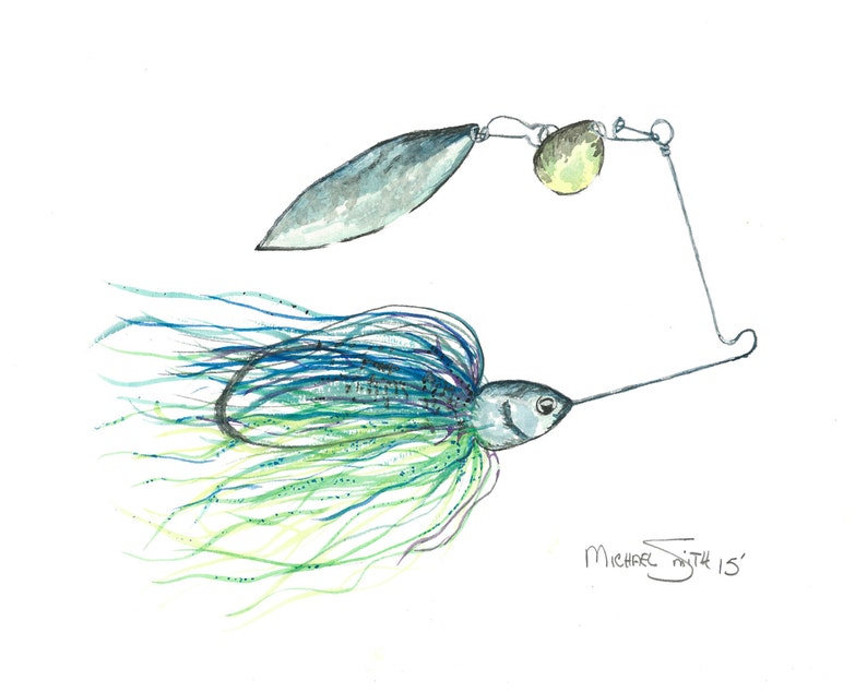 Fishing Spinner Bait Watercolor Print Etsy