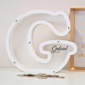 Hucha impresa en 3D / Hucha con letras / Regalo personalizado para niño o niña
