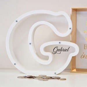 Hucha con letra / Hucha impresa en 3D / Regalo de bautizo personalizado para niños y niñas / ¡Hermosa caja de regalo!