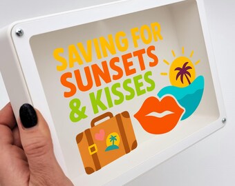 Flitterwochen-Fondsbox, Hochzeitsgeschenk für Paare, romantische Reise-Spardose, Verlobungs-Andenken - Sparen für Sonnenuntergänge und Küsse