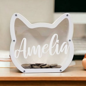 Salvadanaio a forma di gatto stampato in 3D, salvadanai personalizzati per bambine, realizzati in plastica PLA, regali a tema gatto