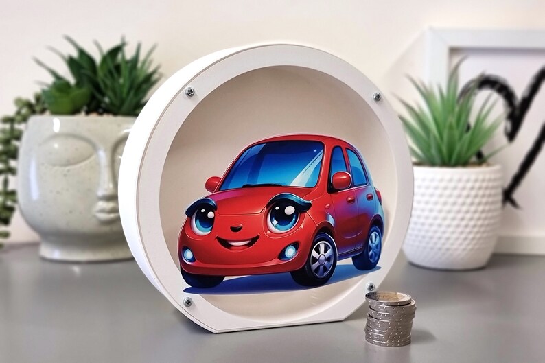 Personalized car piggy bank for girls, Cute and funny birthday gift for car lovers, 3d printed of PLA plastic No