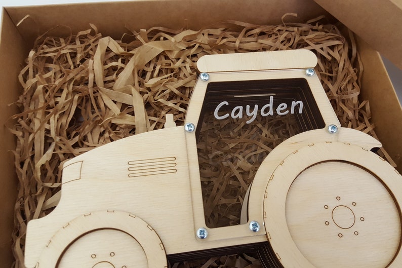 Wooden Piggy Bank Tractor Moneybox Birthday Gift Piggy Banks Etsy Canada