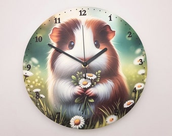 Adorable reloj de pared para niños conejillo de indias - decoración única para la guardería