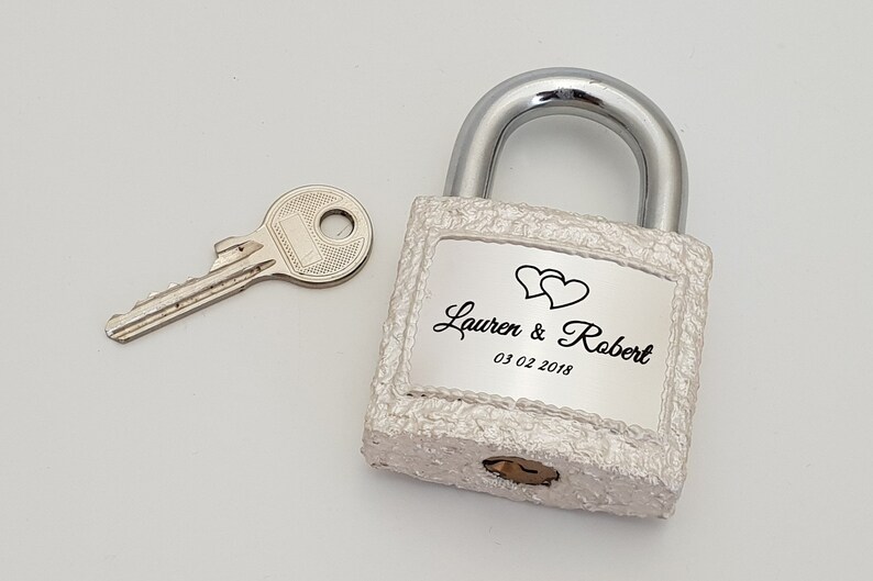 WHITE Engraved Lock Personalized Lock Newlywed Gift Etsy