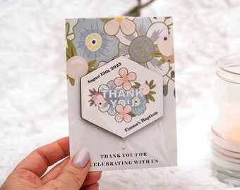 Personalized magnets, Baptism keepsake, Thank you magnets
