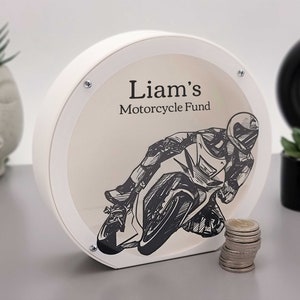 White piggy bank Motorcycle, Personalized motorcycle gifts, made of PLA plastic