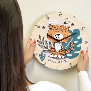 Personalized wall clock, Wooden clock for kids room, Wall decoration