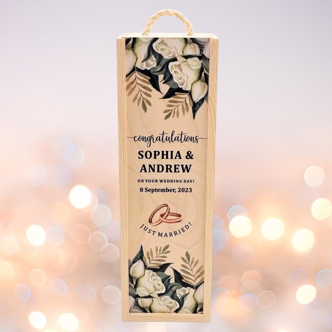 Elegant Personalized Wine Bottle Box - Luxury Wooden Gift Case, Custom ...