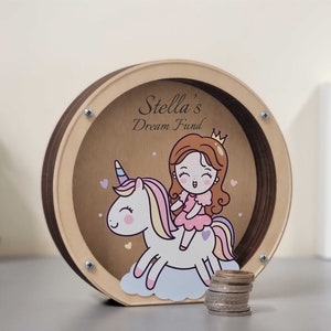 Princess lover gift, Wooden piggy banks for girls personalized
