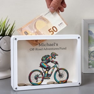 Personalized Mountain bike gift, 3D Printed Piggy banks for boys, Cycling gifts for men, Bicycle fund