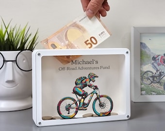 Personalized Mountain bike gift, 3D Printed Piggy banks for boys, Cycling gifts for men, Bicycle fund