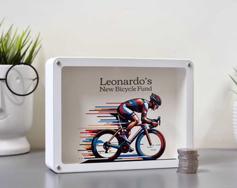 Personalisierte Fahrradkasse, 3D gedruckte Sparschweine für Jungen, Radsportgeschenke, Radsportgeschenk, Rennradgeschenke Männer, Rennradgeschenk