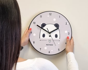 Personalized panda clock, Children's clock, Nursery decor