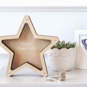 Alcancía estrella, Alcancías para niñas, Decoración nórdica, Banco personalizado imagen 1