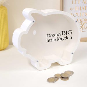 Spaarpot met naam, gepersonaliseerde spaarpot voor kinderen, witte spaarpot, cadeau voor baby, spaarvarken voor jongens en meisjes