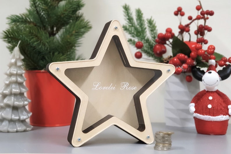 Alcancía estrella, Alcancías para niñas, Decoración nórdica, Banco personalizado imagen 9