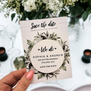 Aimant en bois réservez la date, aimants de mariage personnalisés