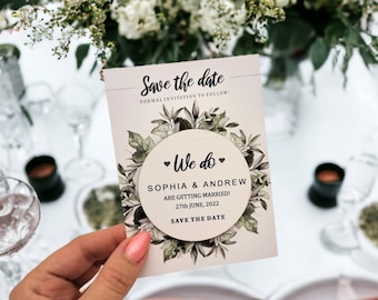 Wood save the date magnet, personalized wedding magnets