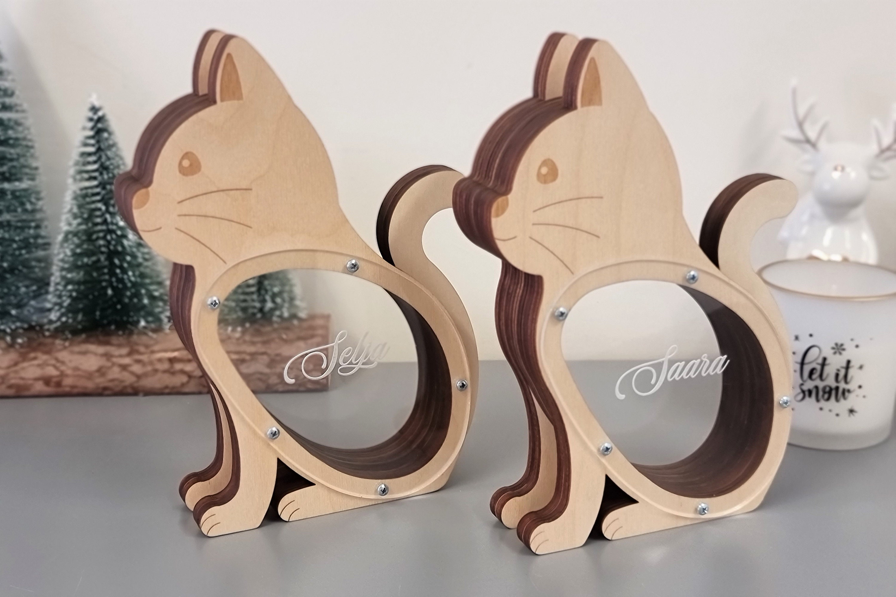 Cat Piggy Bank Wooden Piggy Bank Cat Lover Gift Etsy