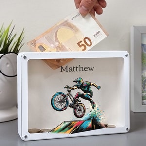 Personalized Bicycle fund, 3D Printed Piggy banks for boys, Cycling gifts for men, Unique Biking gift