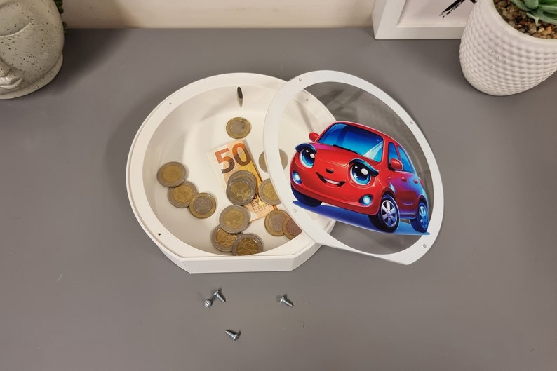 Personalized car piggy bank for girls, Cute and funny birthday gift for car lovers, 3d printed of PLA plastic image 6