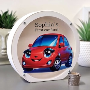 Personalized car piggy bank for girls, Cute and funny birthday gift for car lovers, 3d printed of PLA plastic Yes