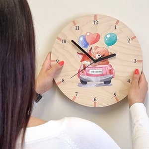 Personalized wall clock, Wooden clock for kids room, Wall decoration