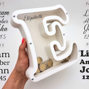 Hucha con letras: regalo impreso en 3D, hucha personalizada para niños, decoración infantil con iniciales