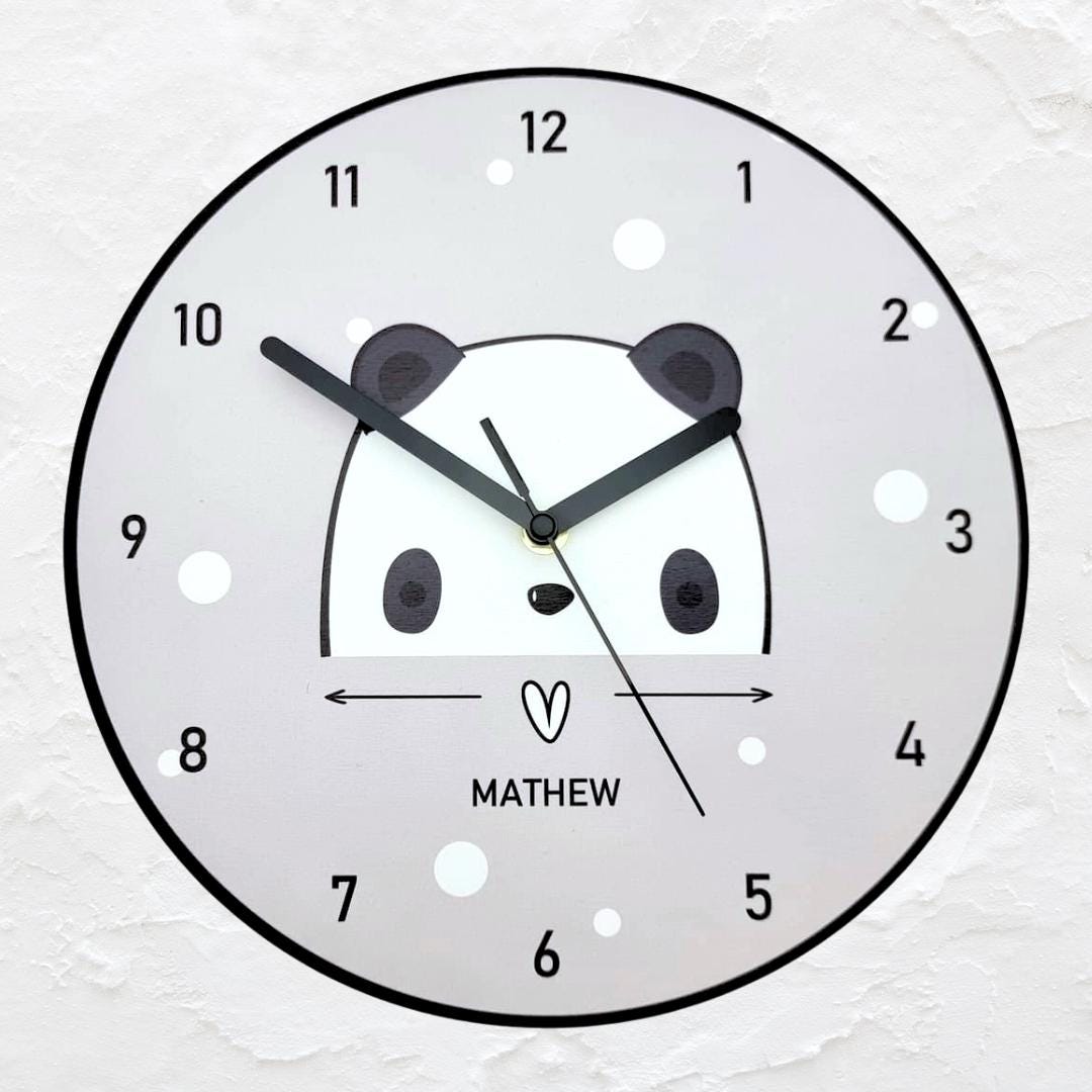 Adorable Personalized Panda Clock for Kids' Room Decor - Etsy