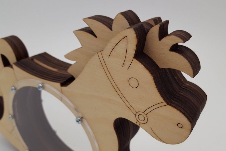 Piggy bank wood Rocking horse lover gift Personalized piggy Etsy
