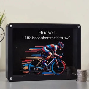 Uniek op racefiets geïnspireerd spaarvarken - gepersonaliseerd cadeau voor fietsers