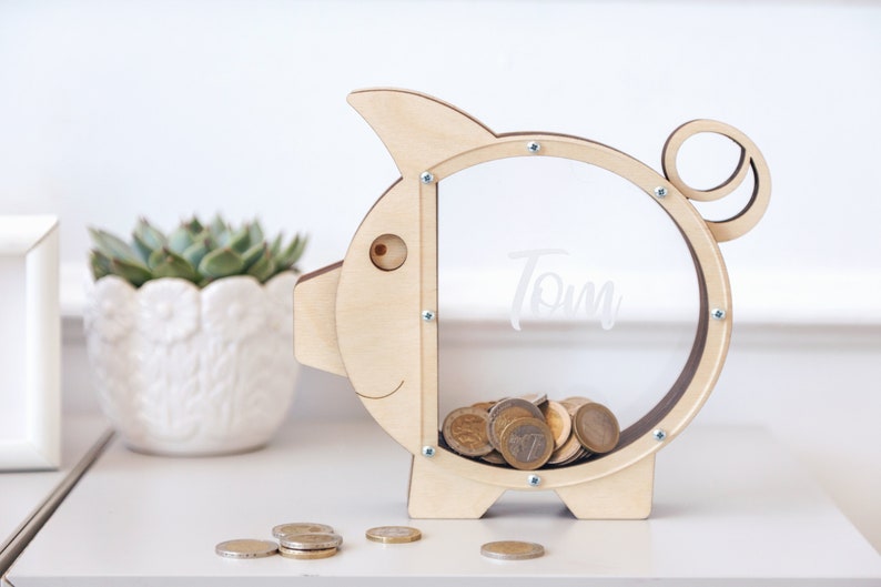 Wooden Piggy Bank Adult Personalized Piggy Banks for Boys Etsy