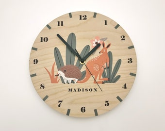 Personalized wall clock,  Woodland animals