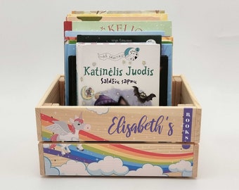 Unicorn gift, Small box for books and toys, Personalized box for books