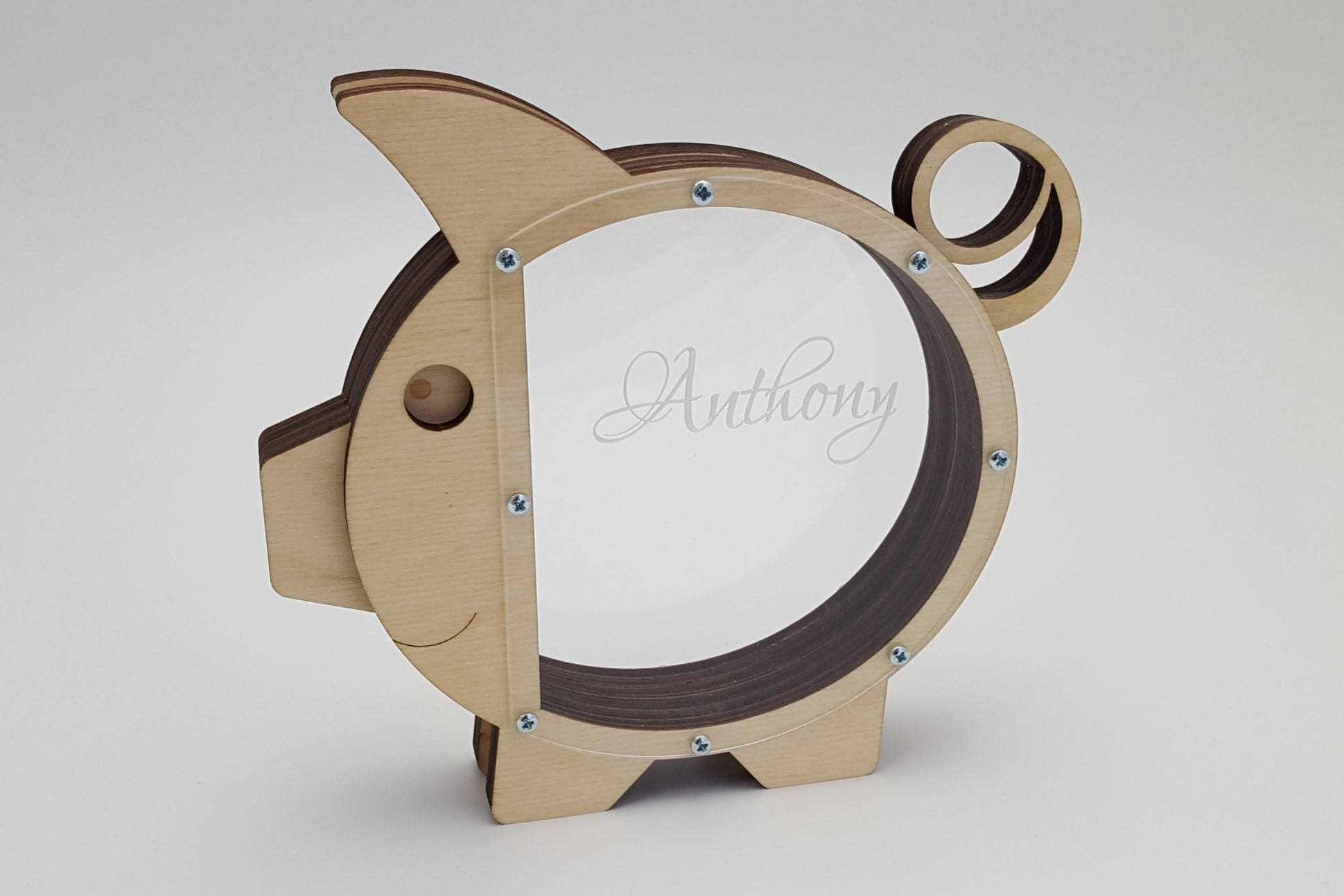 Wooden piggy bank Pig Personalized bank Money box Coin Bank Etsy