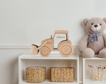 Personalized excavator Wooden Piggy Bank - Digger Truck Money Box for Boys, Personalized boys birthday gift, Children money box, Saving box