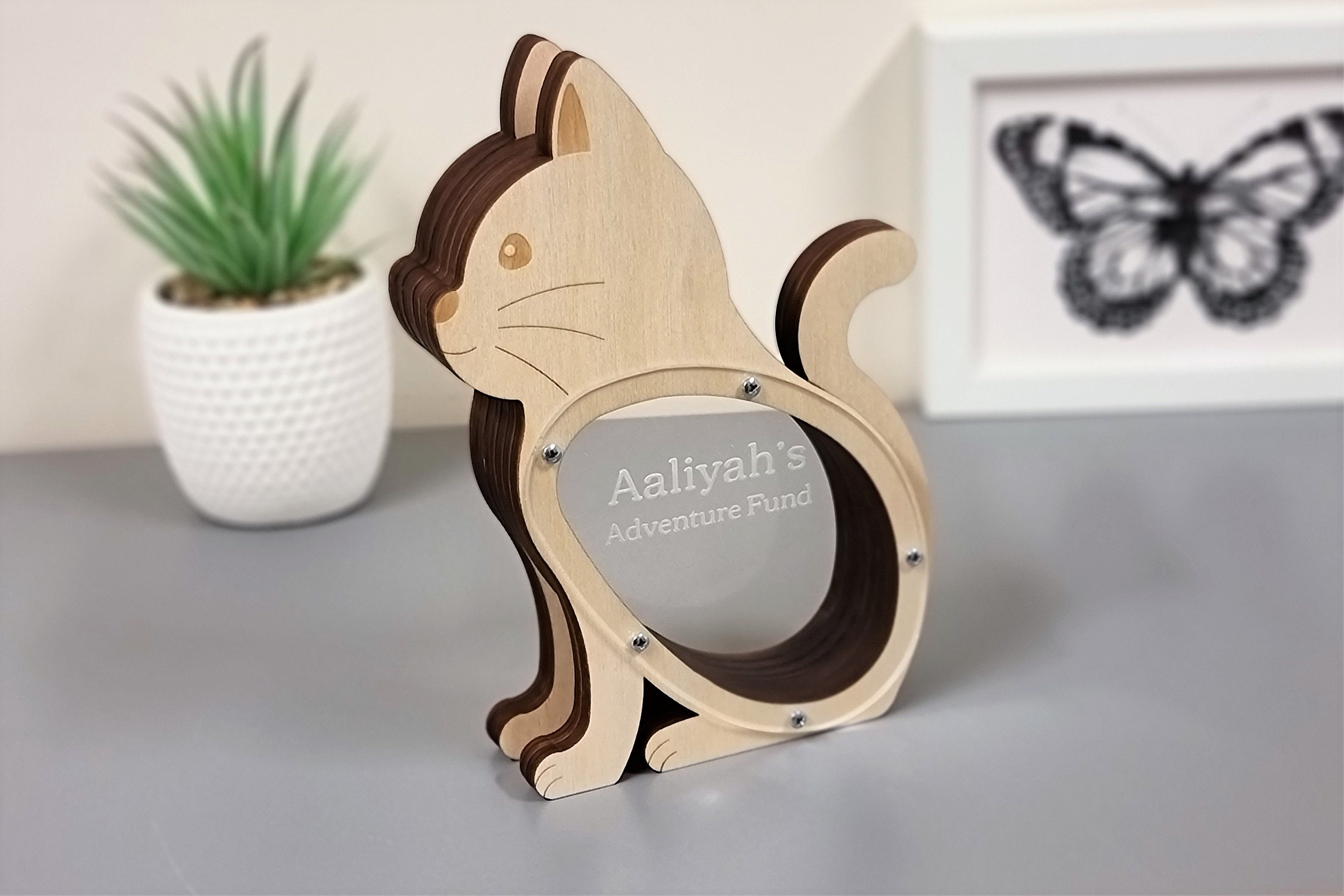 Cat Piggy Bank Wooden Piggy Bank Cat Lover Gift Etsy