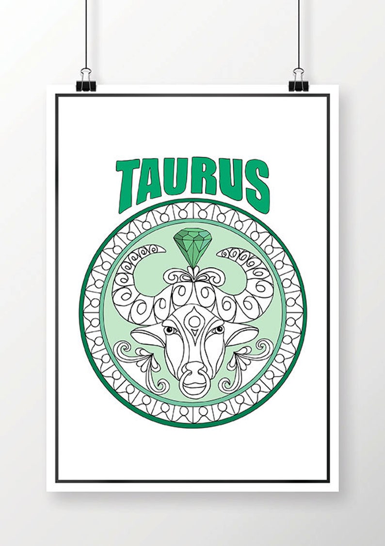 adult coloring page zodiac taurus etsy
