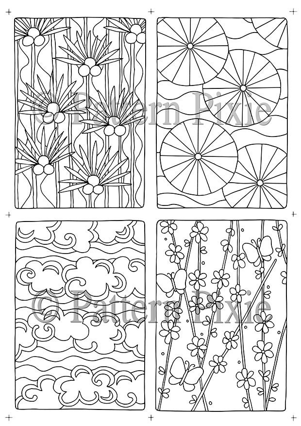 Adult Coloring Page ATC Print Series 2 | Etsy